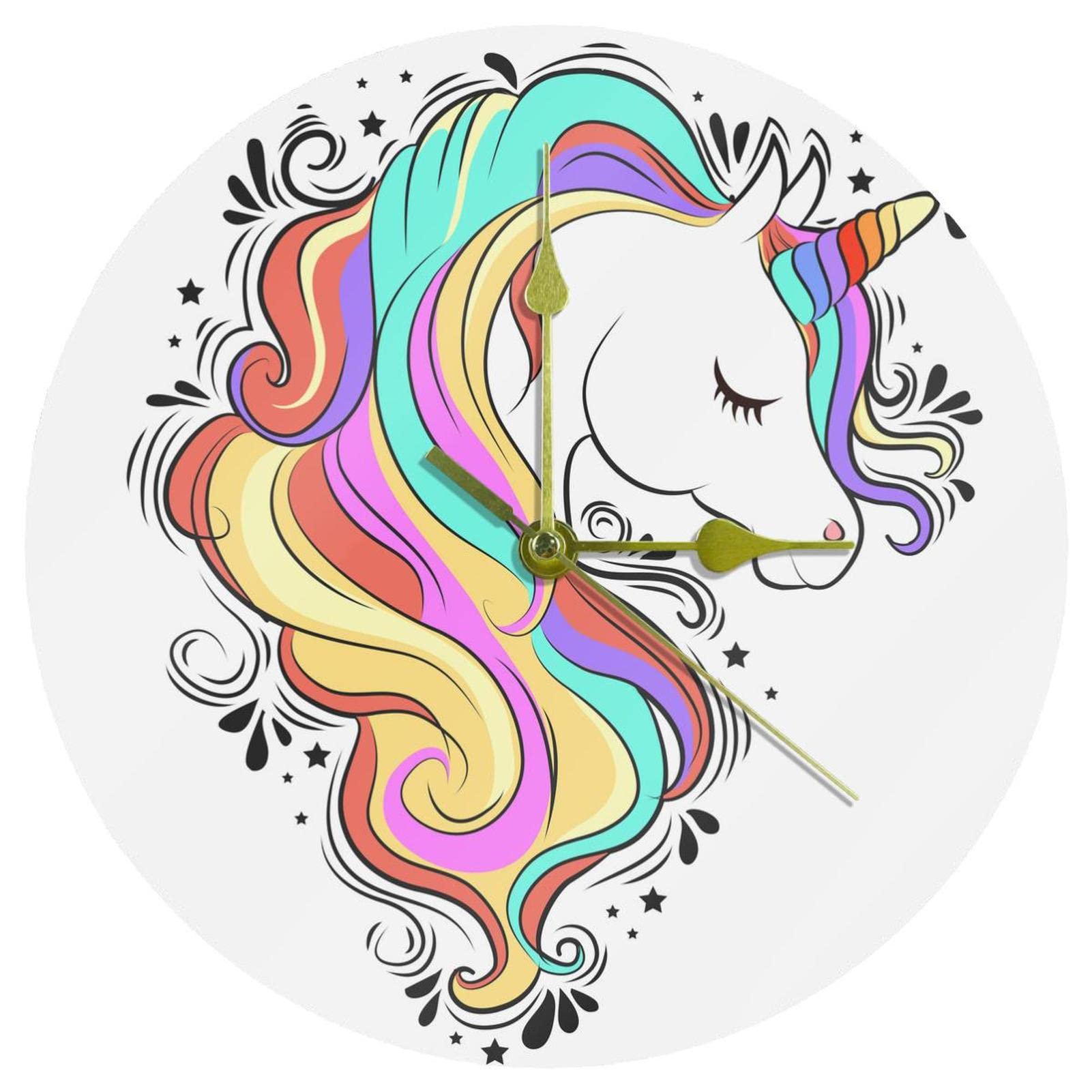 Horloge murale licorne en acrylique pour décorer une chambre d'enfant