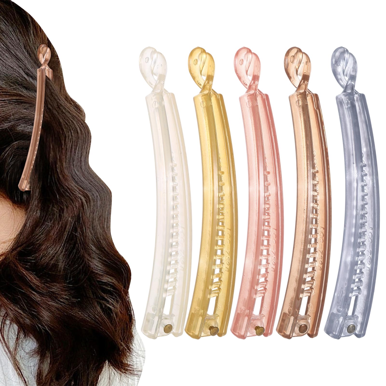 6 Stück Banana Clips Für Dickes Haar – Große Bananenspangen, Rutschfest, In 6 Farben (Army Green, Schwarz, Etc.)