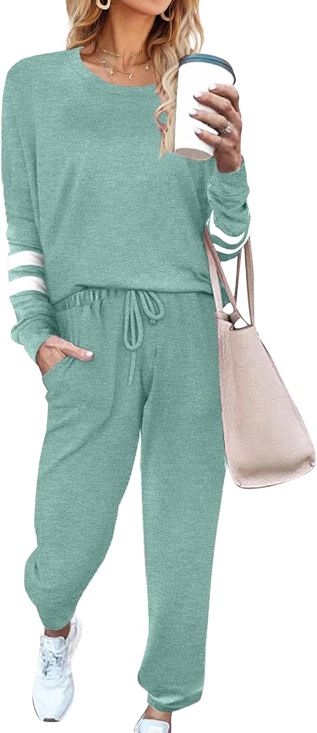 Ekouaer Sweatsuits Womens Loungewear Set Tracksuit Long Sleeve Pajamas Set with Pockets 2 Piece Outfits Lounge Sets