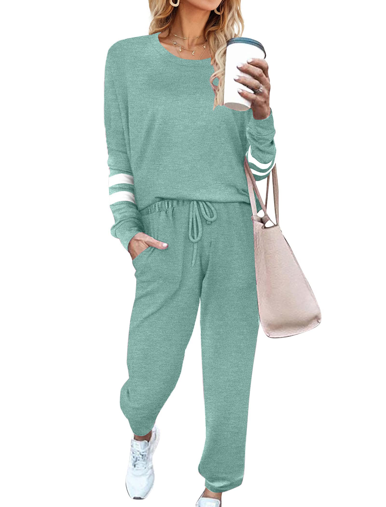 Ekouaer Sweatsuits Womens Loungewear Set Tracksuit Long Sleeve Pajamas Set