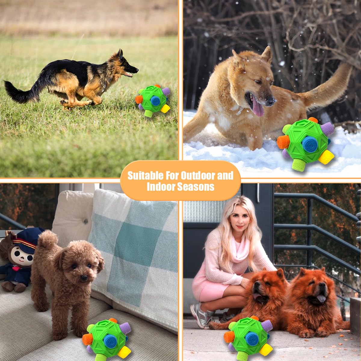 Dog Snuffle Ball-Interactive Puzzle Dog Toys Encourage Natural Foraging Skills Slow Feeder for Training and Stress Relief, Cloth Strip Hiding Food Chew Toys with Squeaky Carrot Toy for Any Size - image 6
