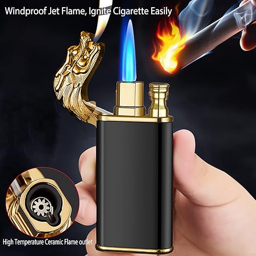 B0C7W6XVXD_image_4 Encendedor de antorcha, diseño de dragón mágico, encendedor de doble llama con herramienta de llama ajustable, encendedor creativo a prueba de