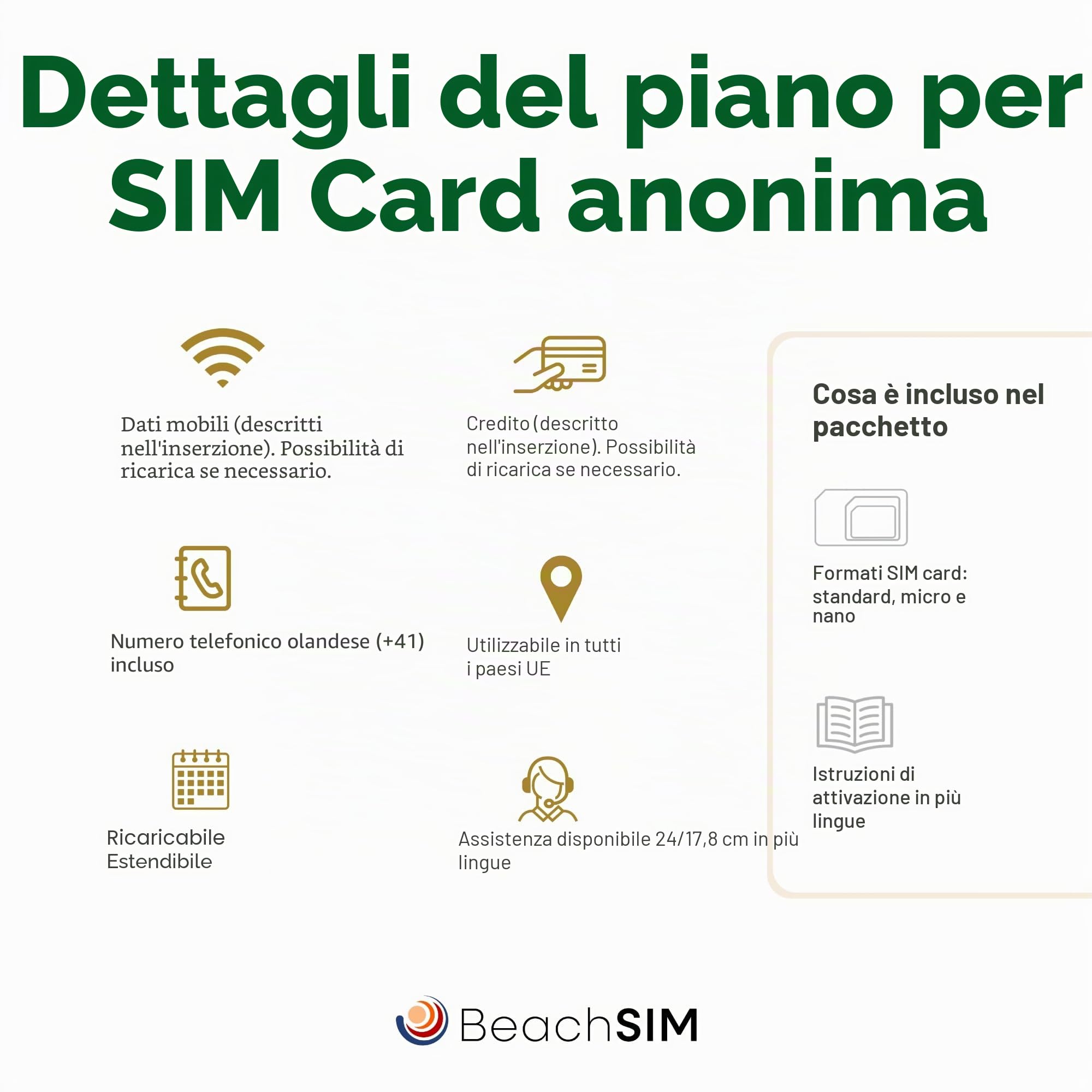 Scheda SIM Prepagata Anonima senza Registrazione ID, Funziona in Tutta l’UE, Numero Olandese Incluso