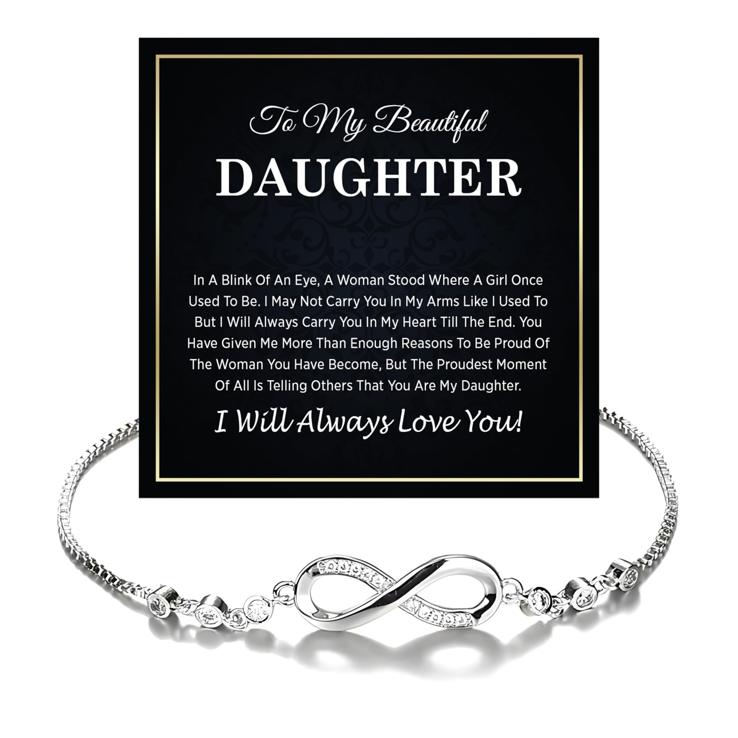To My Daughter Bracelet, Gift from Mom or Dad, Meaningful Jewelry Keepsake for Her, Inspirational Message Bracelet, Parent to Daughter Gift for Birthday, Graduation, Christmas or Special Occasion