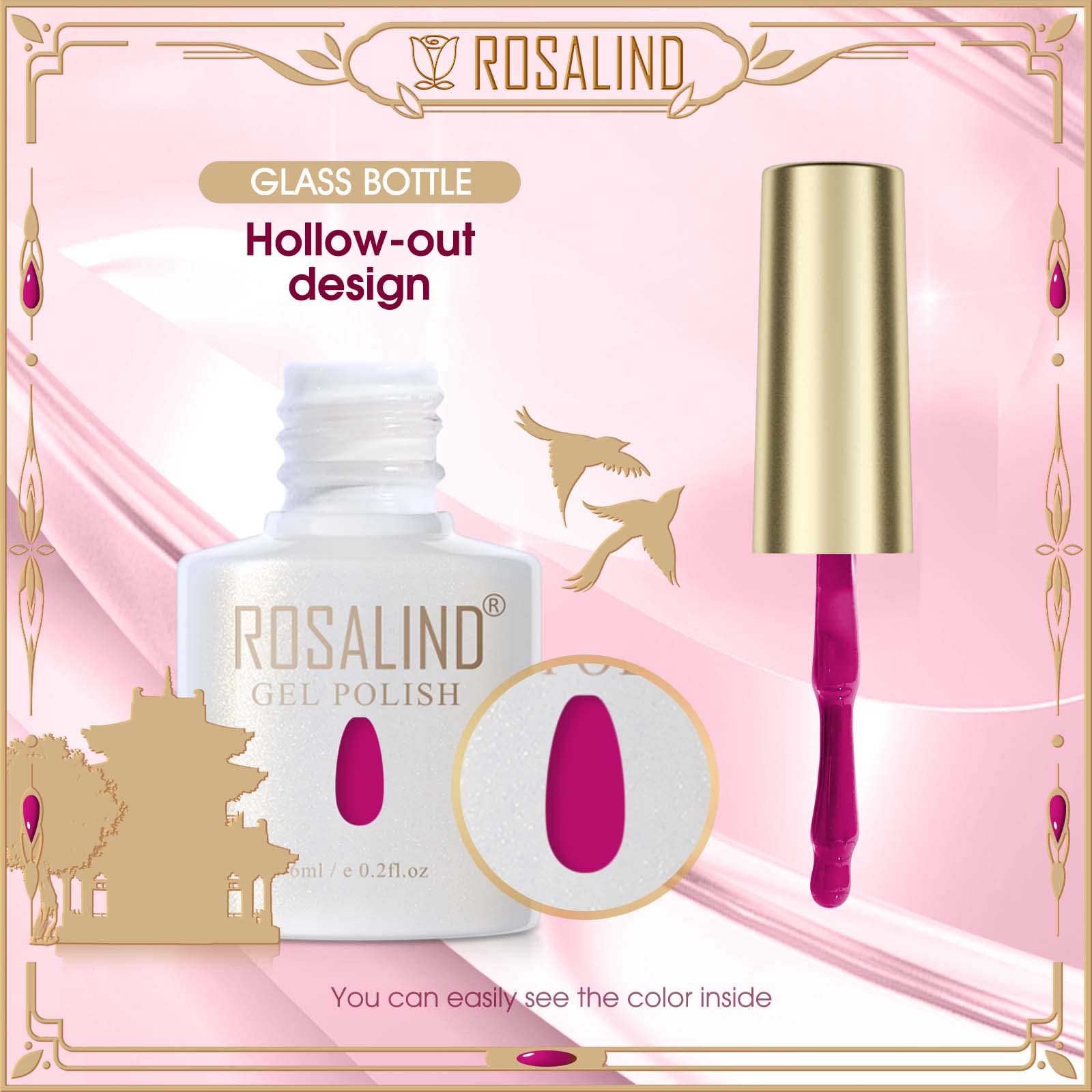 ROSALIND Esmaltes Semipermanentes Rojo Rosa Rosa Claro Morado Oscuro 6 Colores Kit Pintauñas Semipermanentes Uñas de Gel UV LED Esmaltes en Gel Nail Polish Esmalte Uñas Valentín