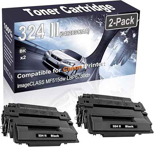 2-Pack (Black) Compatible imageCLASS MF515dw LBP6780dn Laser Printer Cartridge (High Capacity) Replacement for Canon 324 II 3482B013AA Printer
