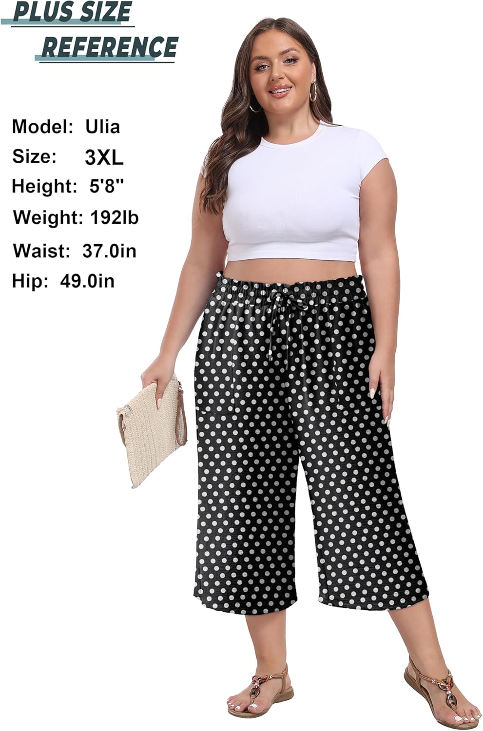Lepunuo Women's Wide Leg Capri Pants High Waisted Palazzo Pants Adjustable Casual Tie Knot Pants with Pockets - Image 5