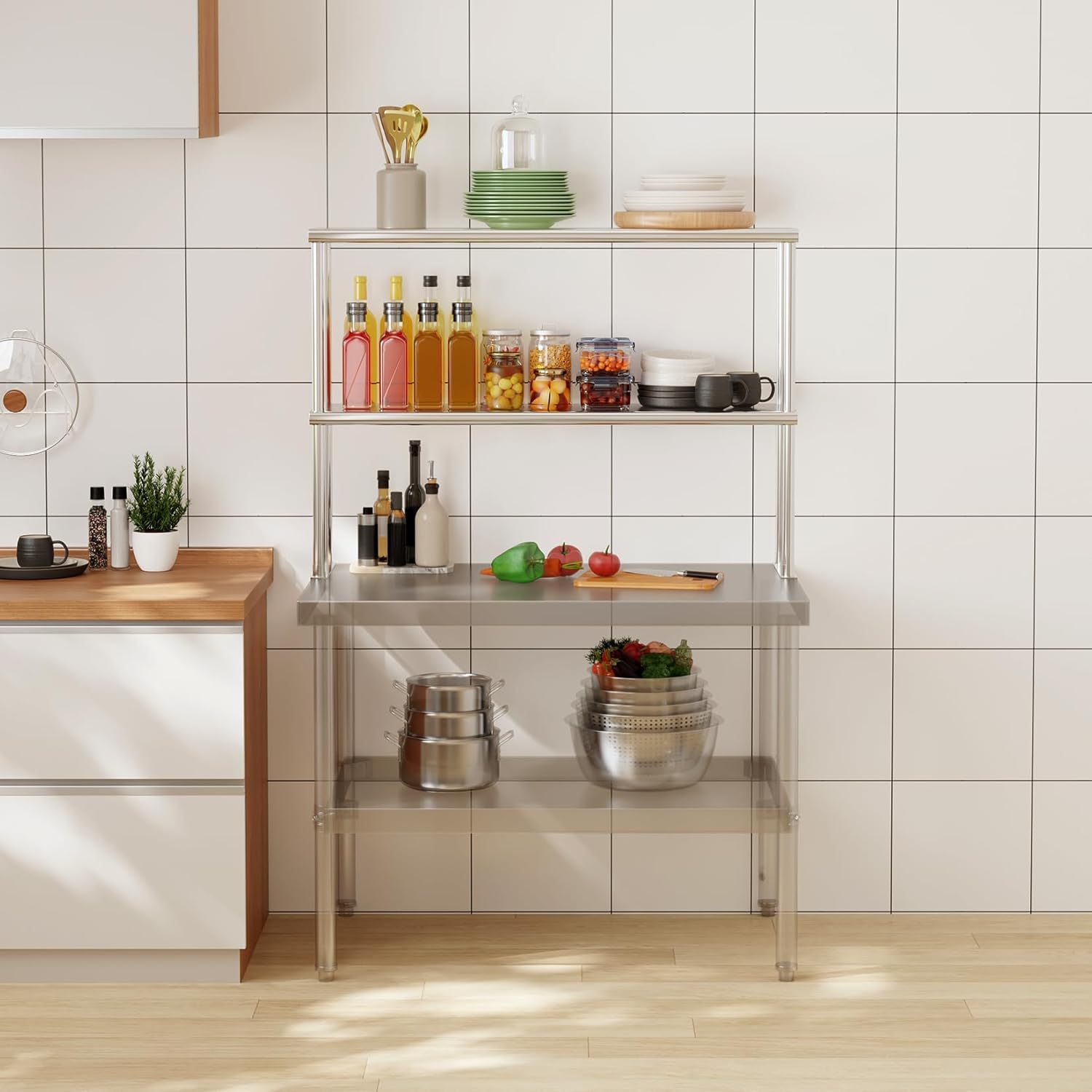 YITAHOME NSF Stainless Steel Table With Overshelves, 30" X 24" Work Table With 30" X 12" Shelf, Metal Table Prep Table For Home Kitchen Restaurant Garage Warehouse