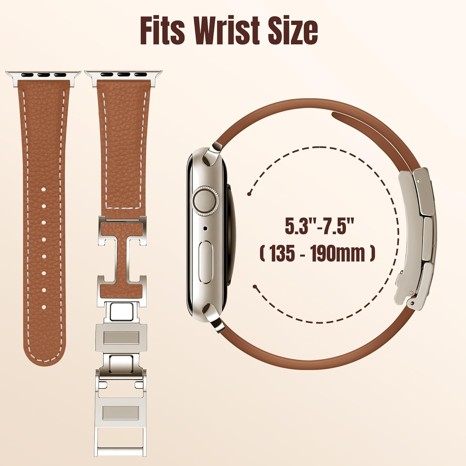 Charlam Leather Magnetic Watch Band, Compatible with Apple Watch Bands 40mm 38mm 41mm 42mm 44mm 45mm 46mm 49mm Women Men, Top Grain Leather Designer Strap for iWatch Series 11/10/9/8/7/6-1/Ultra 3/SE3 - Image 7