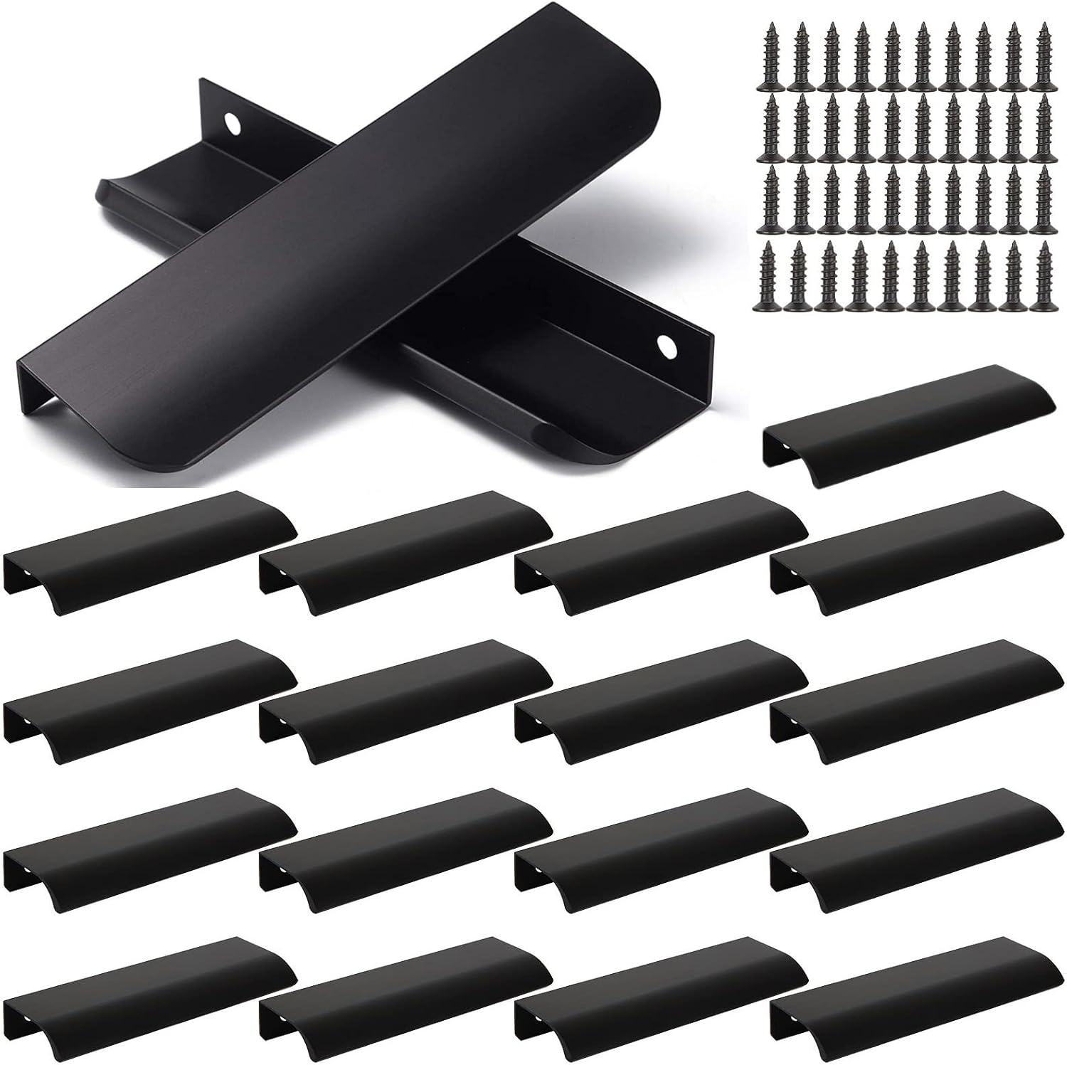 APACALI 15PCS Back Mount Finger Edge Pull Black 4.7 Inch Aluminum