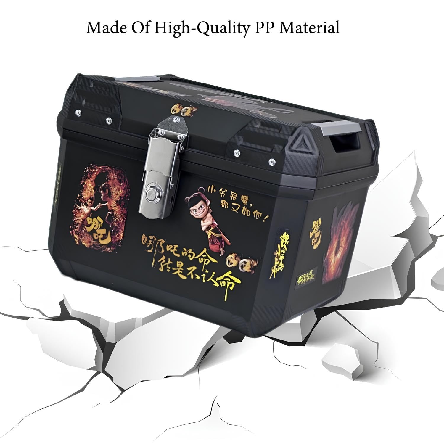 Baúl Superior Grande para Motocicleta con Cerradura Top Case Caja De Cola De Motocicleta, Plástico PP, Impermeable, Universal, con Cerradura De Seguridad para Guardar Cascos(45L B4)