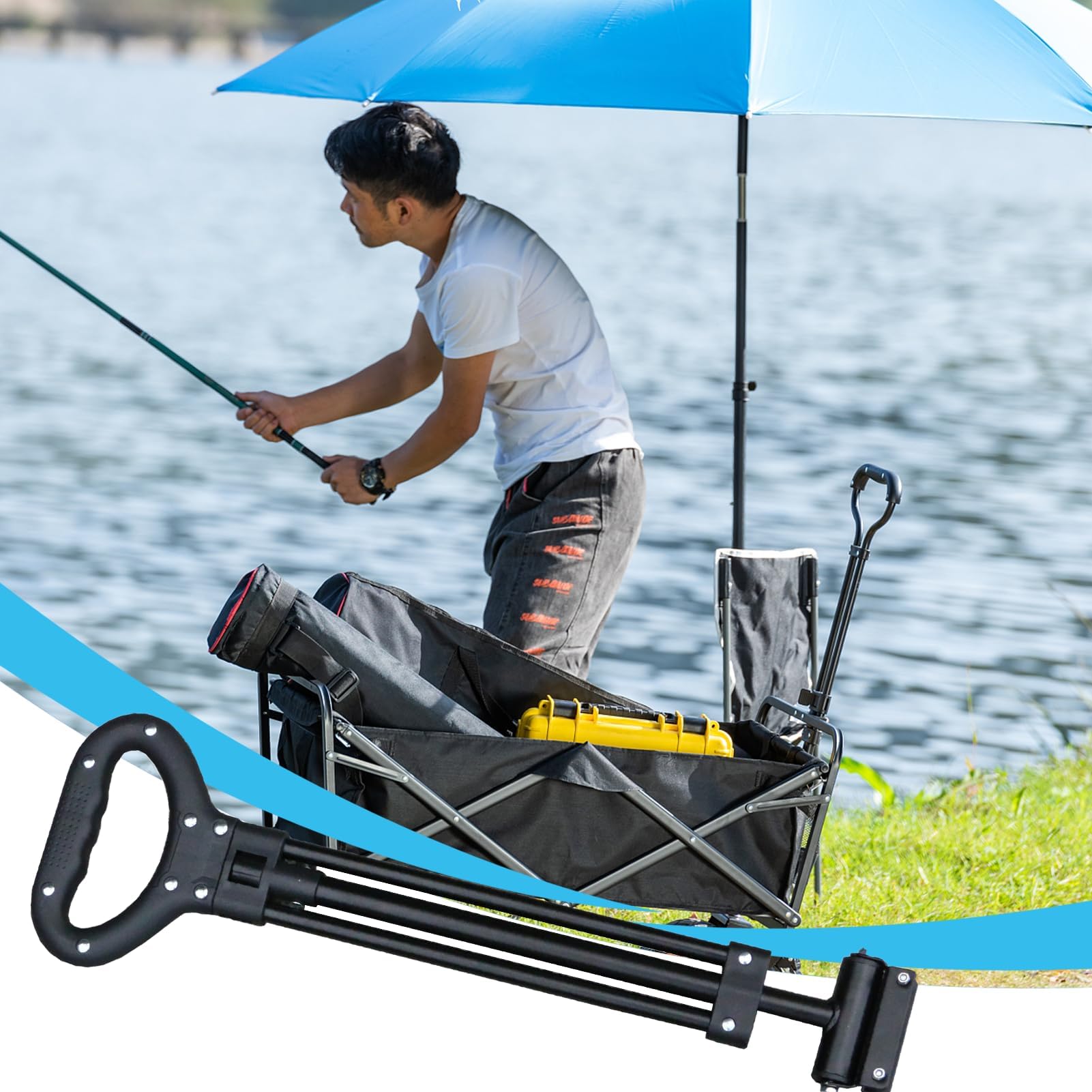 Poignée de chariot en acier et nylon de 54 cm – Poignée de rechange pour chariots d'extérieur | Idéal pour le transport de jardin et de plage | Design ergonomique pour un transport facile