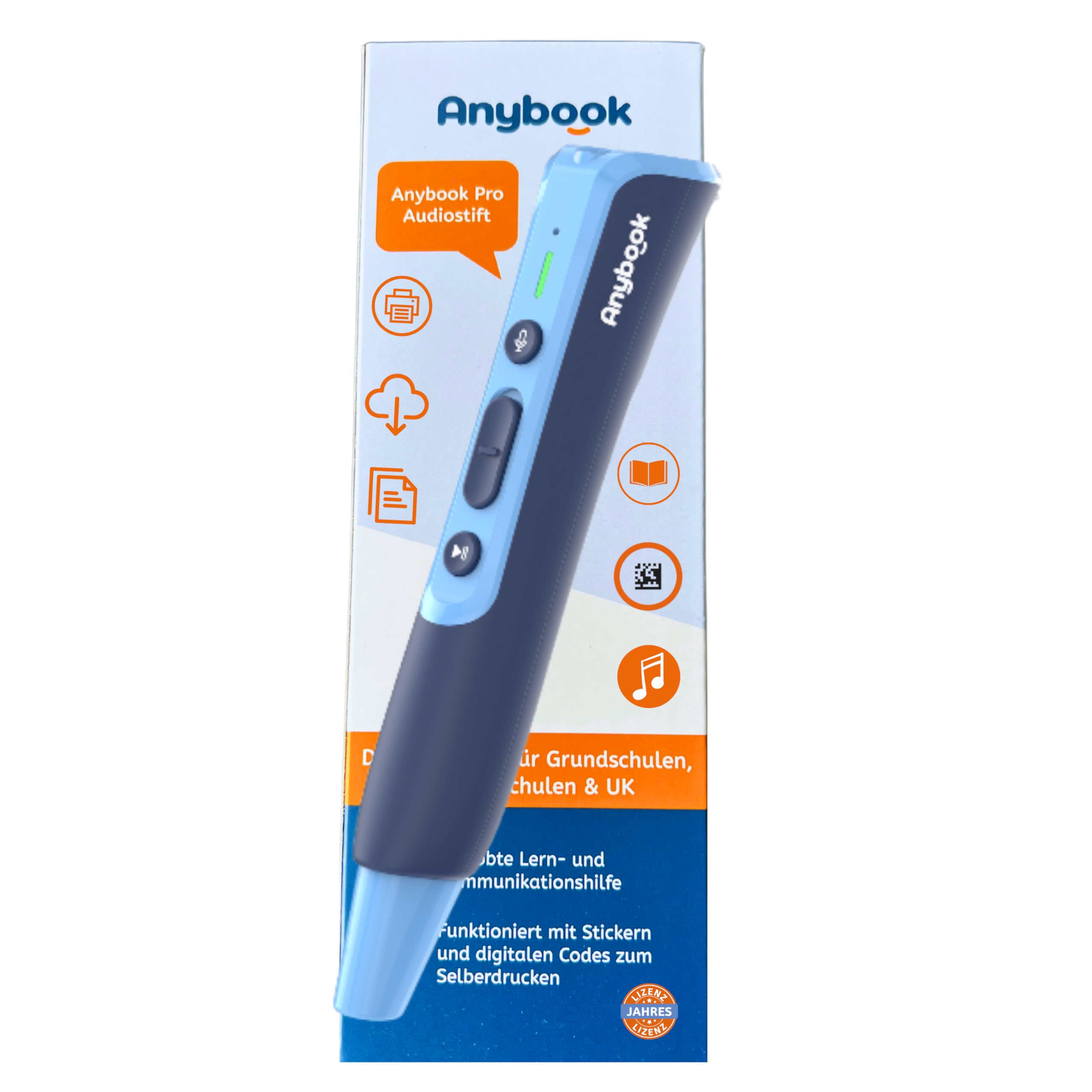 El lápiz de audio con función de grabación y reproducción, como ayuda de aprendizaje para la escuela primaria secundaria, logopeda, lector de lápiz de reproducción individual (Anybook Pro