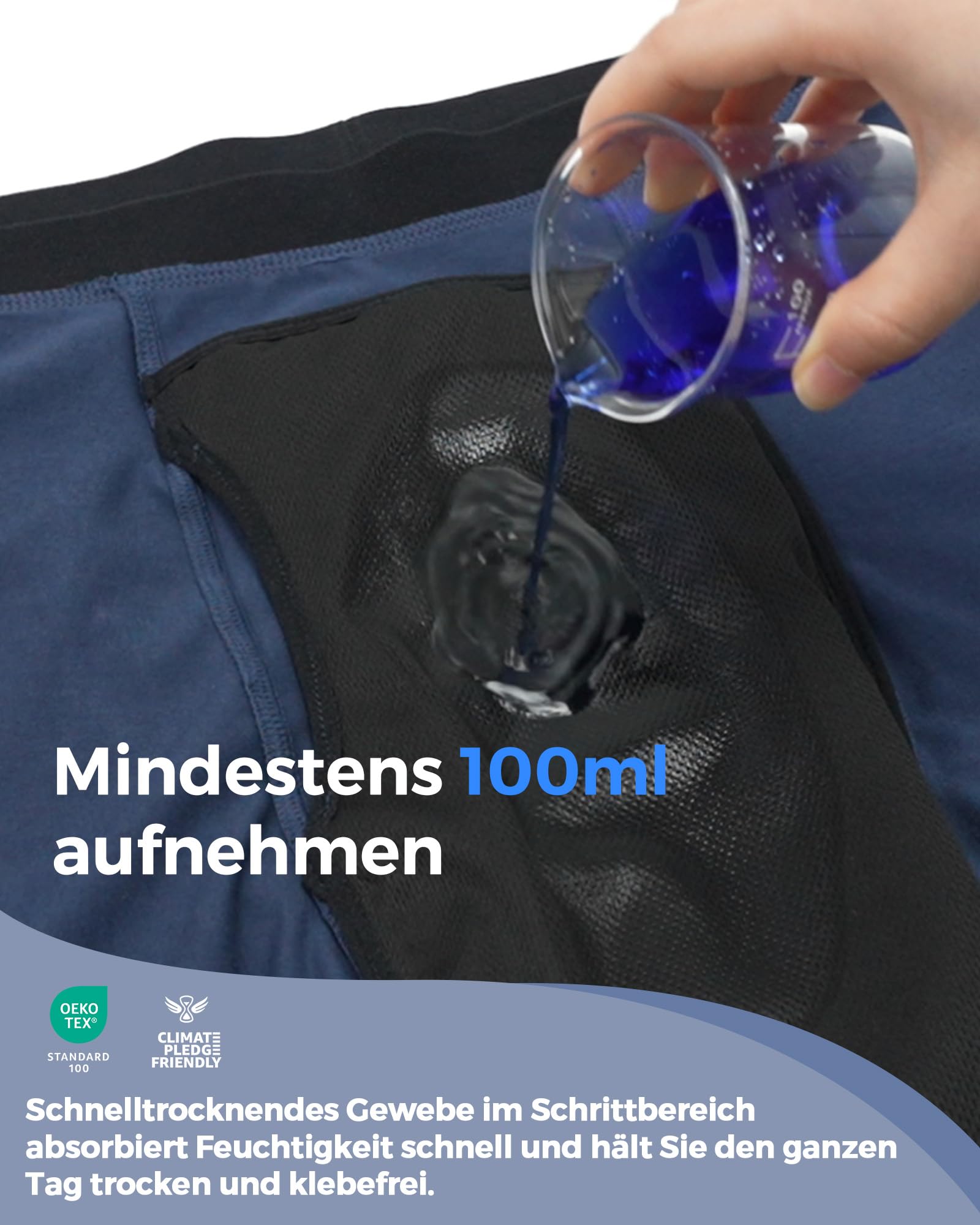 POPKOK Inkontinenz Pants Männer aus Baumwolle Waschbare Herren Boxershorts Wiederverwendbare Auslaufsichere Unterhosen 4er Pack