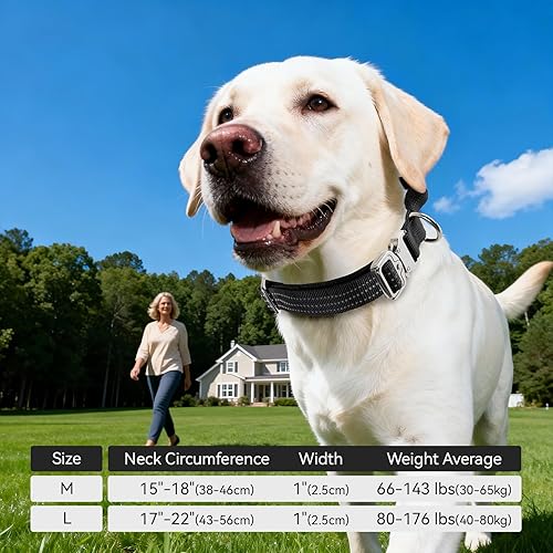 Miniatura 5 de Collar de perro resistente para perros de razas medianas a grandes, collar ajustable de nailon transpirable con asa de control, hebilla de metal de