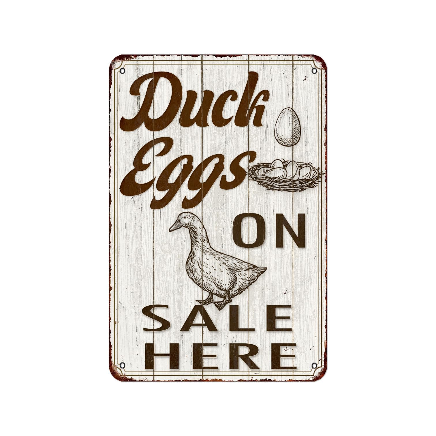XingFox Metal Tin Sign Duck Eggs For Sale Here Farm Shop Retro Vintage Tin Sign for Home Kitchen Bathroom Farm Garden Garage Funny Wall Decor 8x12 inch