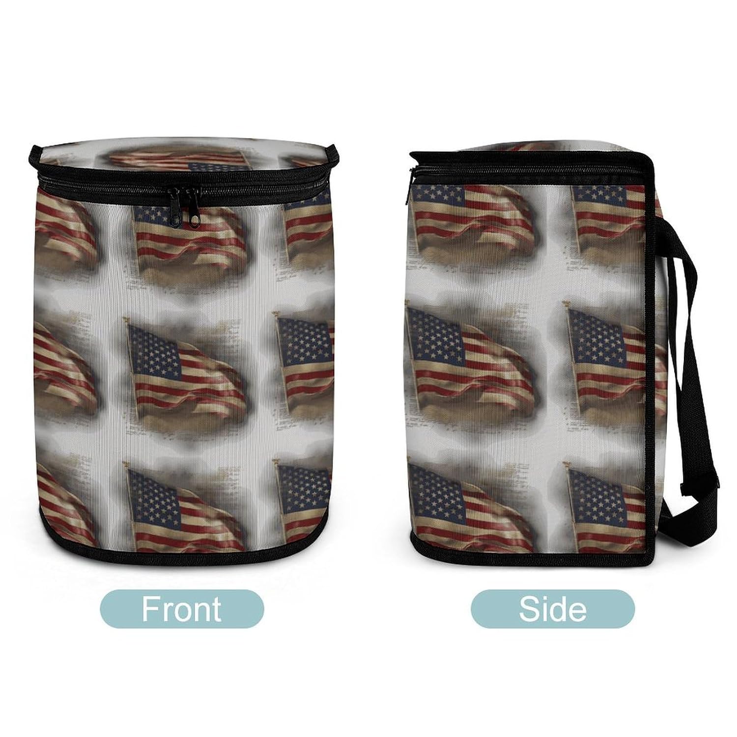 Hanging Car Trash Bag American Flag Printed Car Garbage Storage Bag Leakproof Car Trash Can Portable Garbage Storage Bags