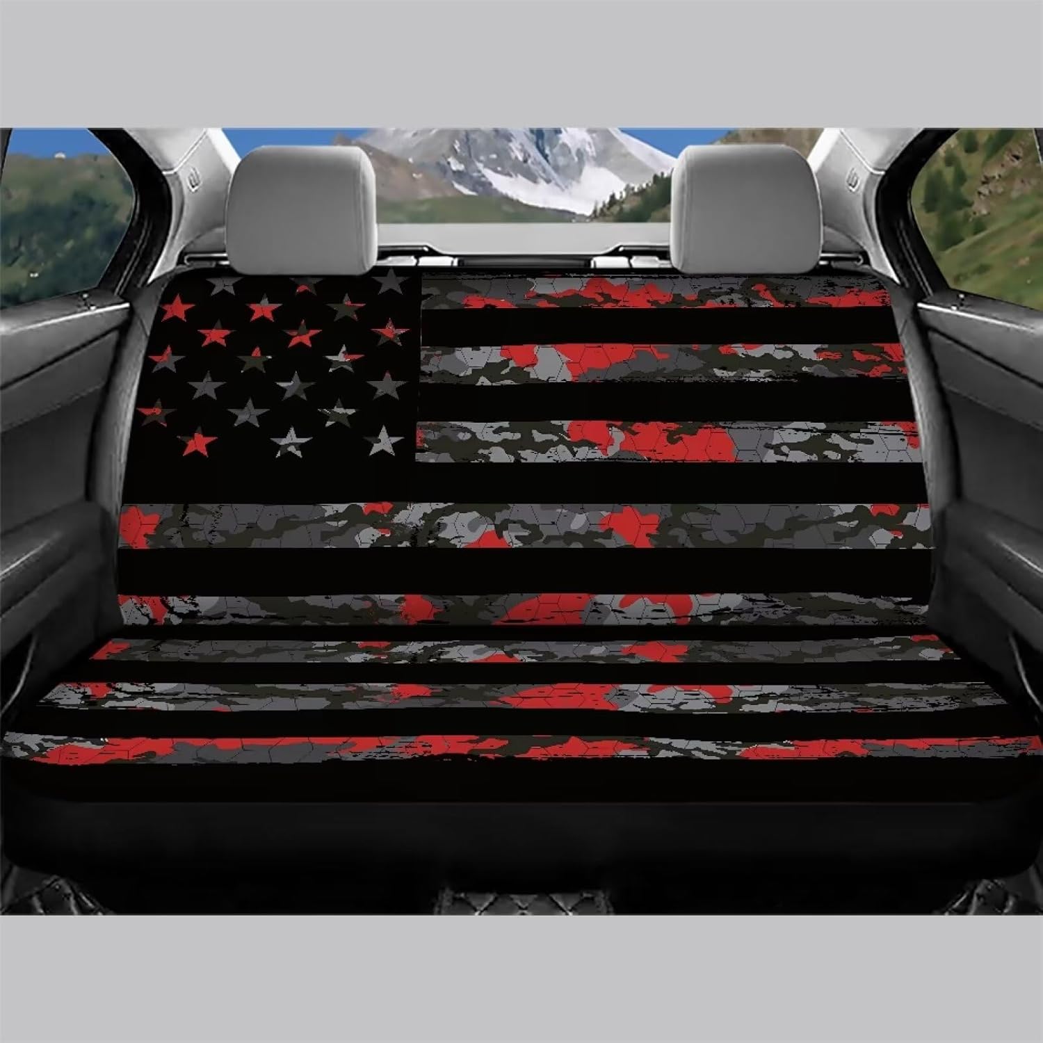 AFPANQZ Universal Car Seat Covers for Rear Seat American Flag Car Rear Seat Cover Cushion Accessories High Stretchy Rear Seat Covers Dog Seat Cushion Covers Protector Fit Almost Vehicle Cars