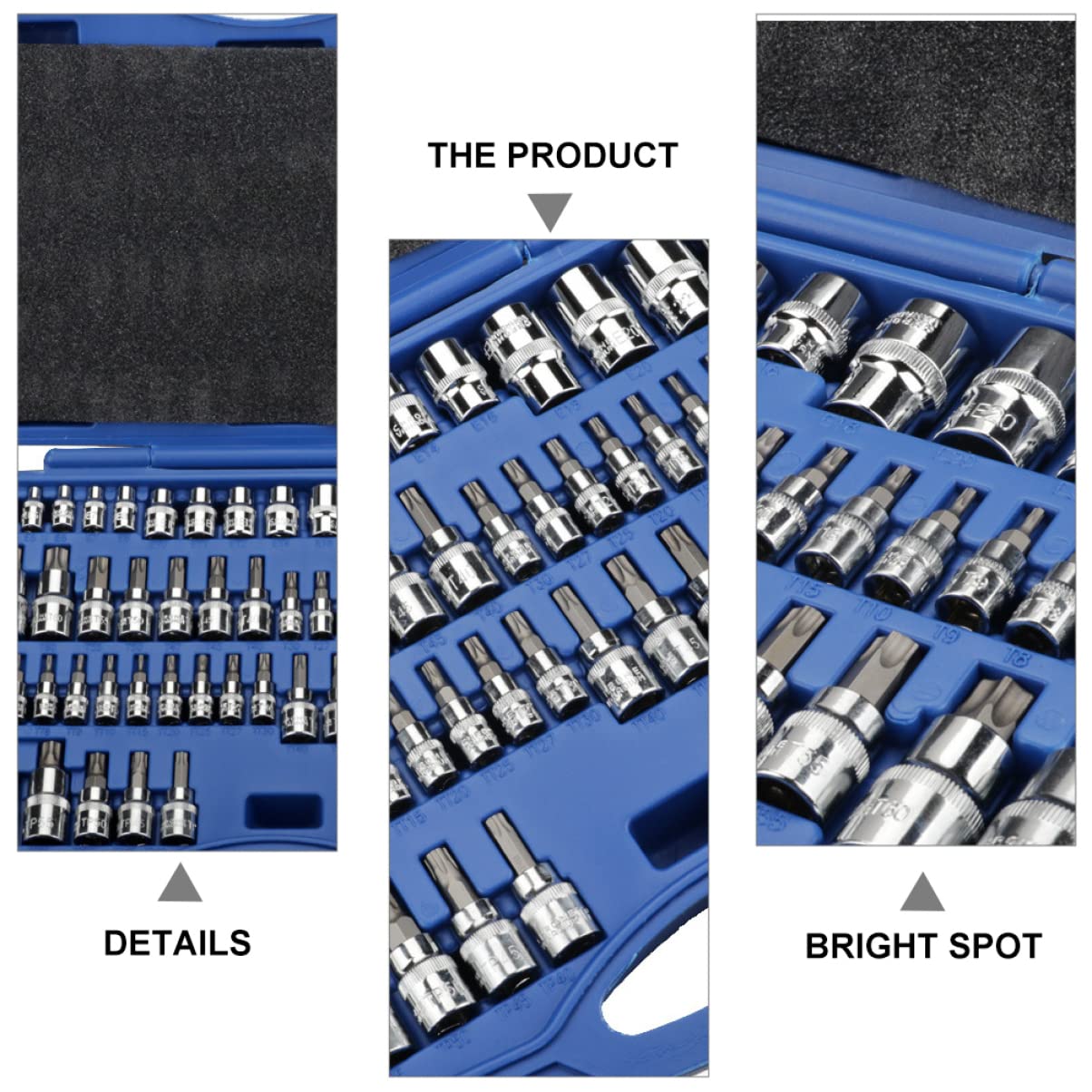 Set Bussole 60 Pezzi in Acciaio al Cromo Vanadio, Kit Professionale