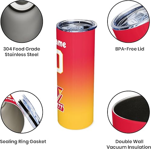 Miniatura 3 de Vaso personalizado de 20 onzas, añade nombre y número personalizados, taza de café de viaje personalizada, taza de café de acero inoxidable con