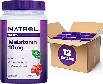 Natrol 10mg Melatonin Gummies, Sleep Support for Adults, Melatonin Supplements for Sleeping, 140 Strawberry-Flavored Gummies, 70 Day Supply
