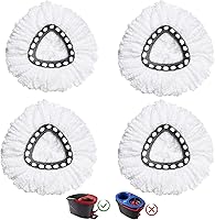 Vista 8 de Paquete de 8 cabezales de repuesto compatibles con la mopa giratoria O-Ceda EasyWring, repuesto de fregona giratoria de microfibra, fácil limpieza