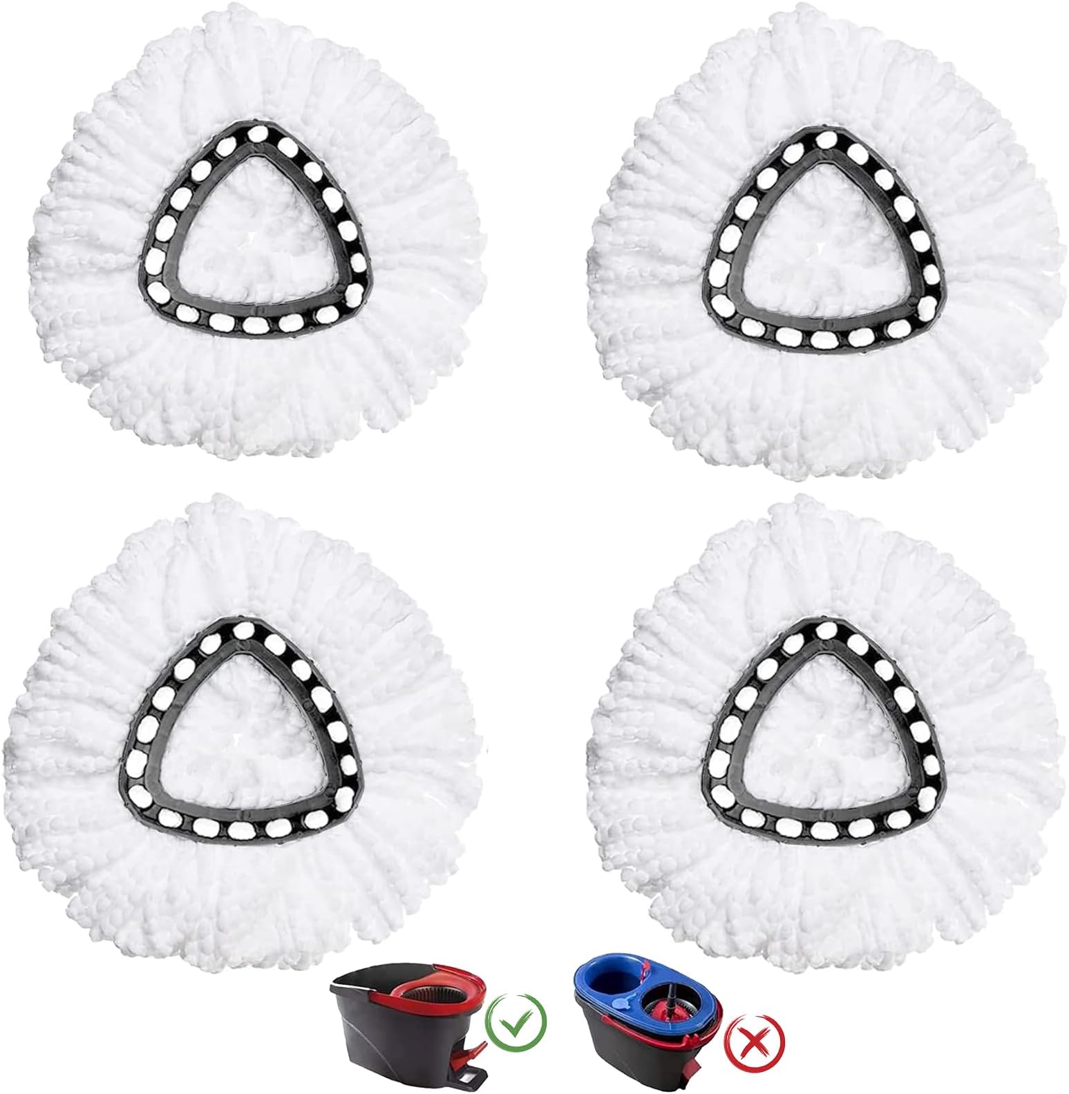 4 Pack Mop Heads Replacement Compatible with O-Ceda EasyWring Spin Mop, Microfiber Spin Mop Refill Easy Cleaning Mop Head Replacement for Floor Cleaning Deep Cleaning for Home Office
