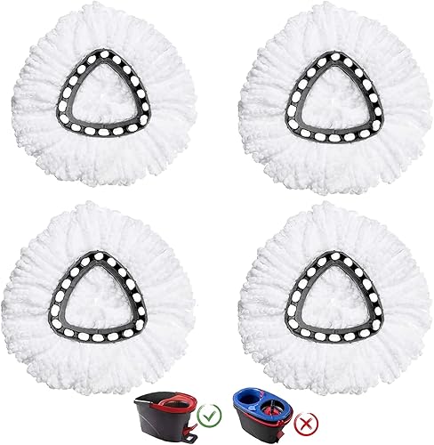 Paquete de 4 cabezales de repuesto compatibles con la mopa giratoria O-Ceda EasyWring, repuesto de mopa giratoria de microfibra, fácil limpieza,