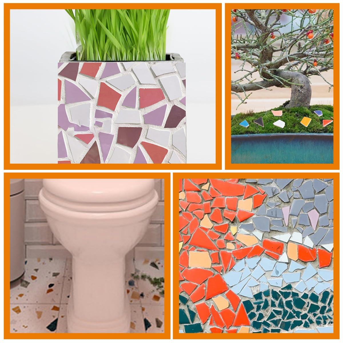 FOMIYES Kit Mosaico per Adulti Piastrelle di Ceramica Irregolari, Materiale per Lavoretti Creativi, Resistente All'usura, Sicuro per Decorare Acquari e Fioriere, Stile Moderno e Creativo