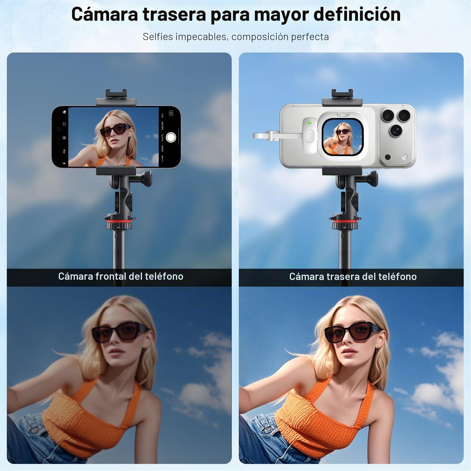 Vlogmate Mini Vlog Selfie Monitor Pantalla, Soporte de teléfono Clip Mount para la cámara trasera Selfies/Vlogging/Live/TikTok