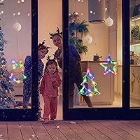 Vista 25 de Paquete de 3 luces de Navidad para ventana con temporizador, funciona con pilas, árbol de copo de nieve iluminado blanco con forma de estrella LED