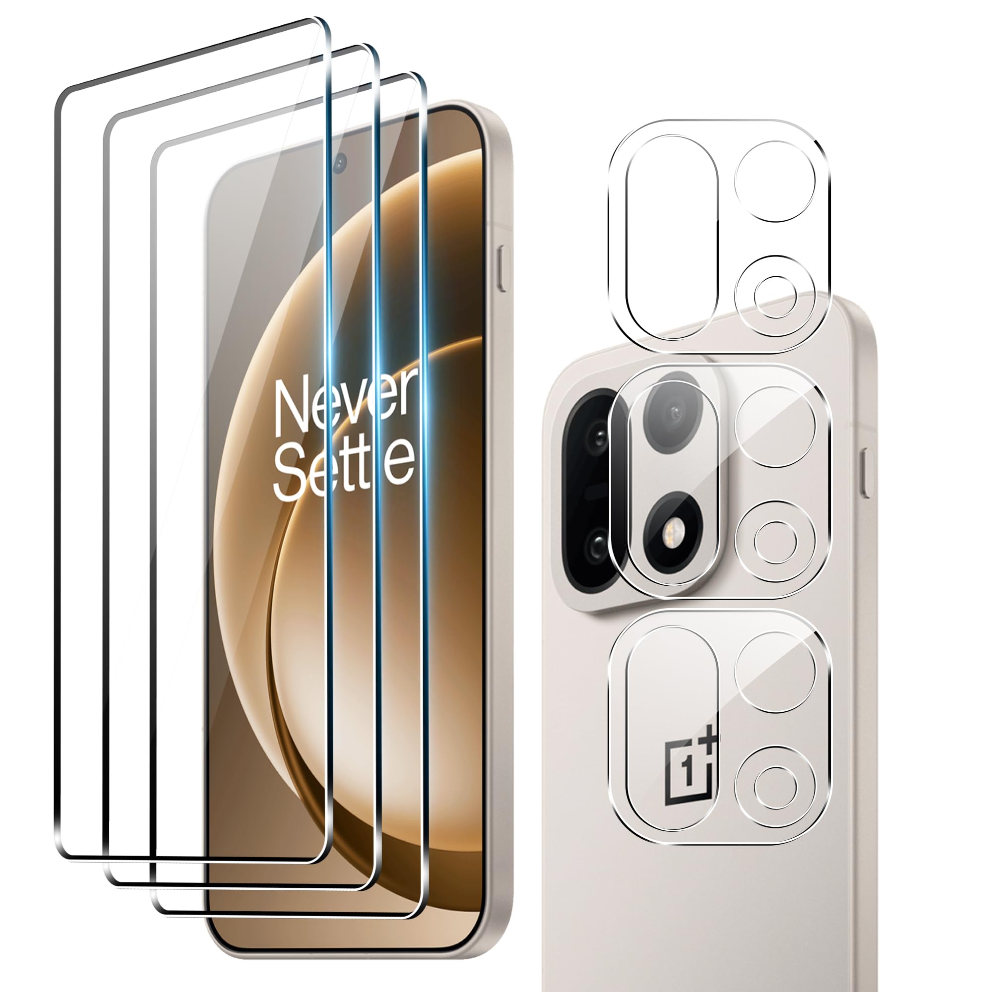 for OnePlus 15 Screen Protector with Camera Lens Protector, 9H Hardness Anti-Scratch Tempered Glass flim, Case Friendly, Anti-Scratch (3+3 PACK)