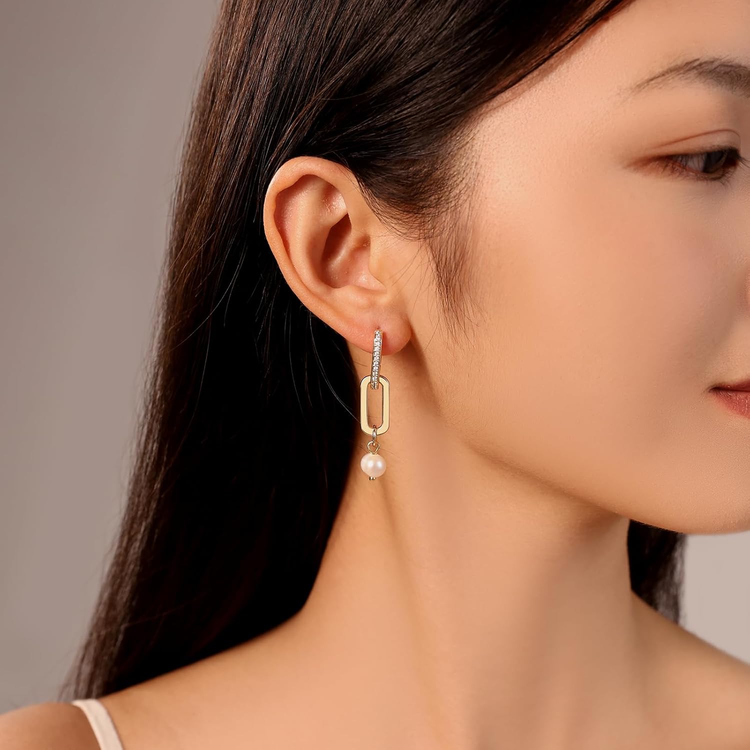 18K Gold Plated Paperclip Earrings For Women Trendy Chain Link Earrings Gold Statement Square Hoop Earrings Rectangle Drop Dangle Earrings Jewelry Gifts For Wedding - Image 4