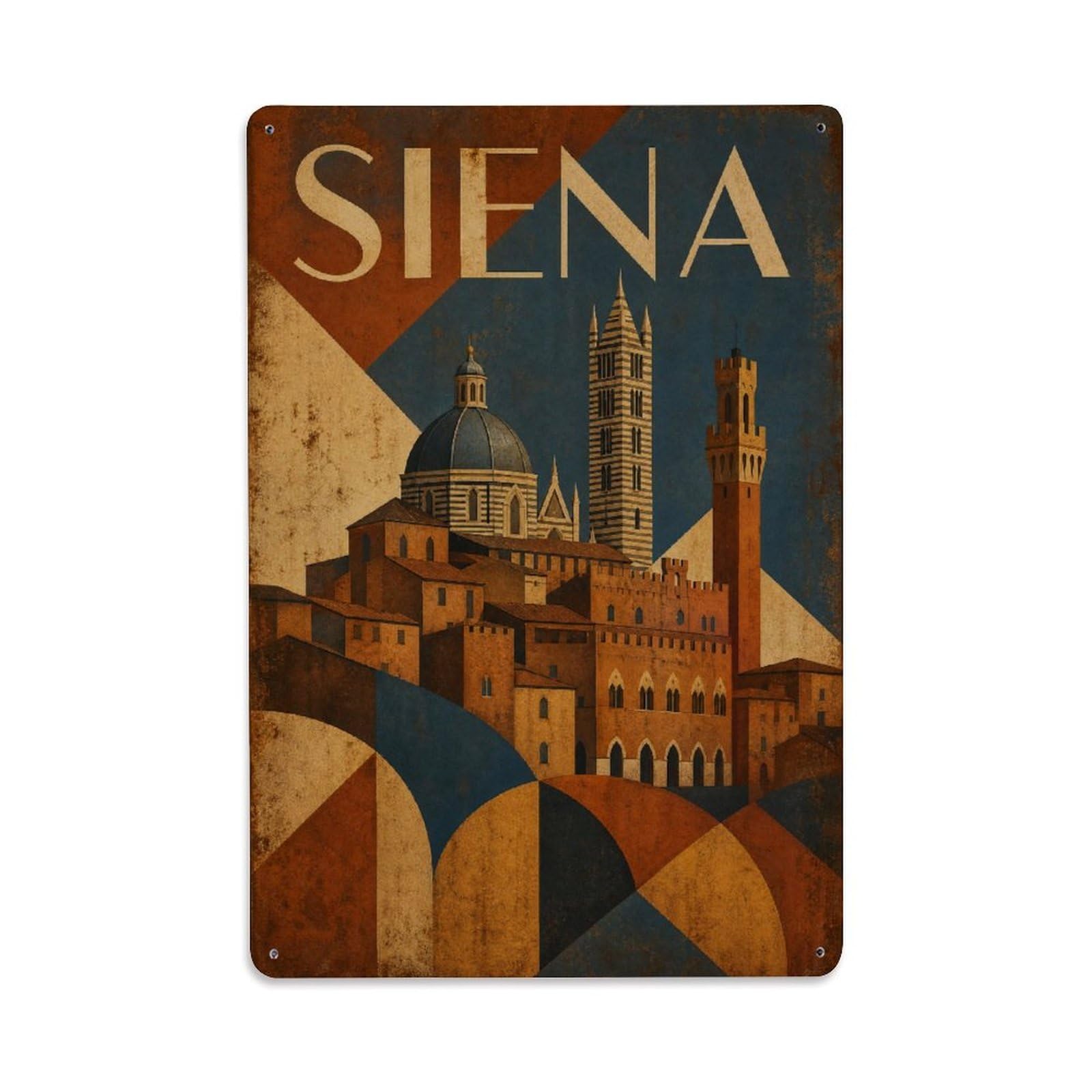 Huiyhb 8X12inch(20X30cm) Vintage Travel Siena Historic Center Medieval Town Italy Metal Tin Sign