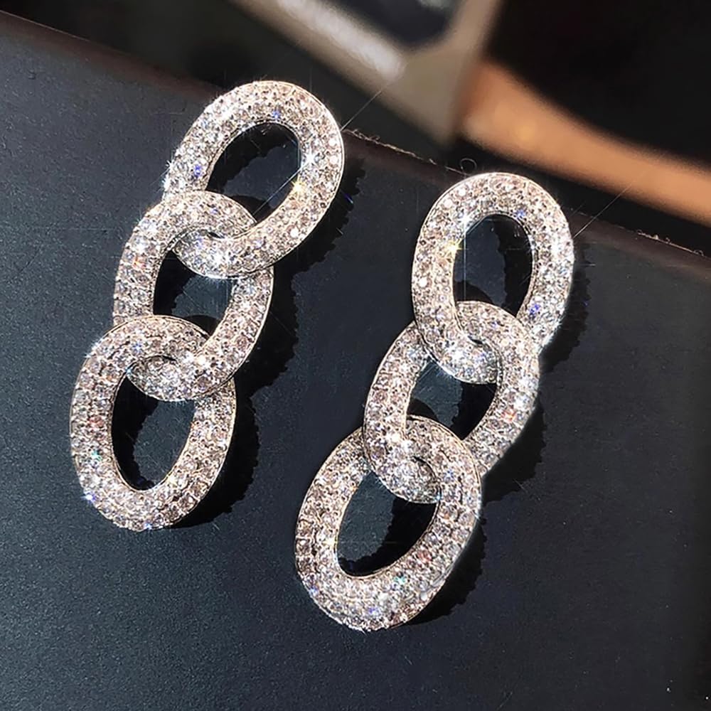 Geometric Chains Linked Dangle Earrings for Women Modern Fashion Jewelry