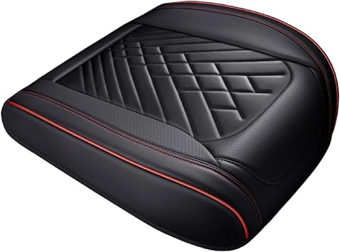 ZIMISI Leather Front Car Seat Covers, Anti-Slip Breathable Bottom Car Seat Protector, Full Wrapping Comfortable Edge Automotive Seat Covers, Fits Cars, Trucks, SUVs, Sedans Black/Red