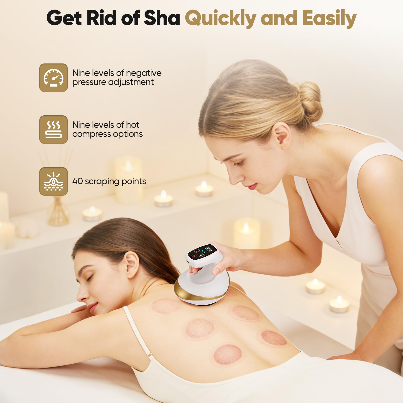 Massaggiatore Contro Cellulite 4 In 1,9 Potenza Di Aspirazione E 9 Calore, Con Coppettazione Sottovuoto E Gua Sha Elettrico, Massaggiatore Anticellulite Vacuum Favoriscono La Circolazione Sanguigna