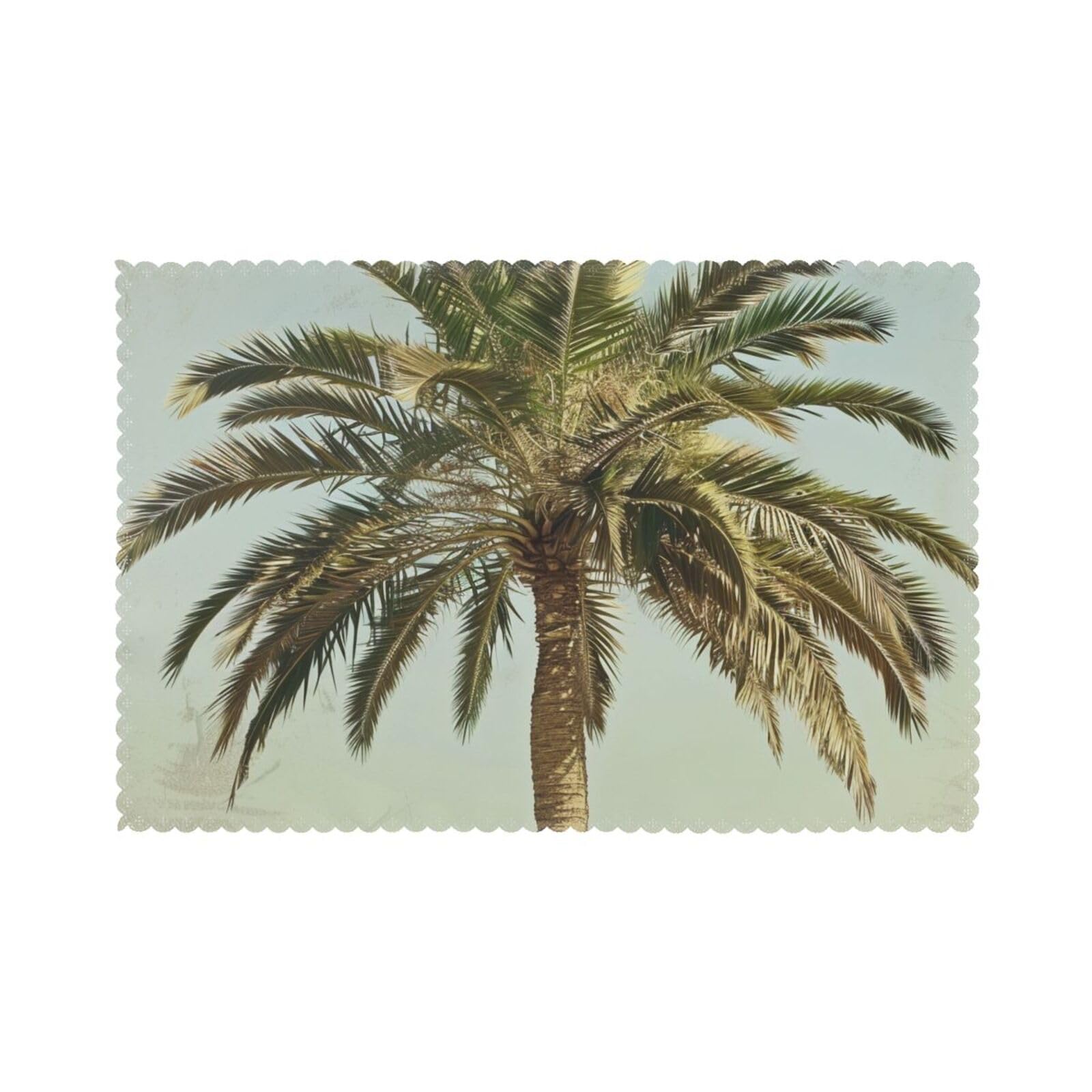 Palm Tree Tropical Printed Placemat Heat Resistant Place Mats Set of 6 PCS Washable Kitchen Table Mats, 12x18 Inch
