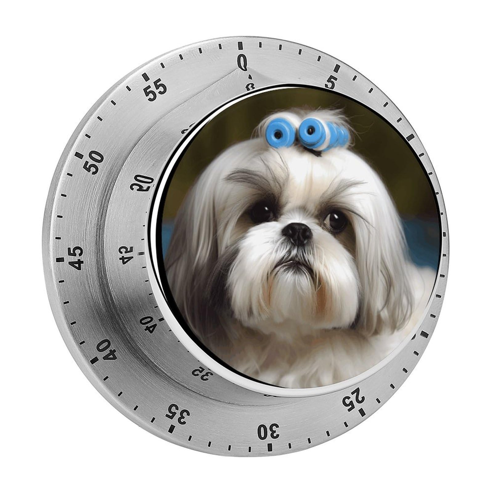 Shih Tzu Dog Timers Kitchen Chef Cooking Timers Portable Countdown Alarm Loud Countdown Clock Waterproof Stainless Steel Timer Compact 60-Minute Mechanical Timer Daily Use