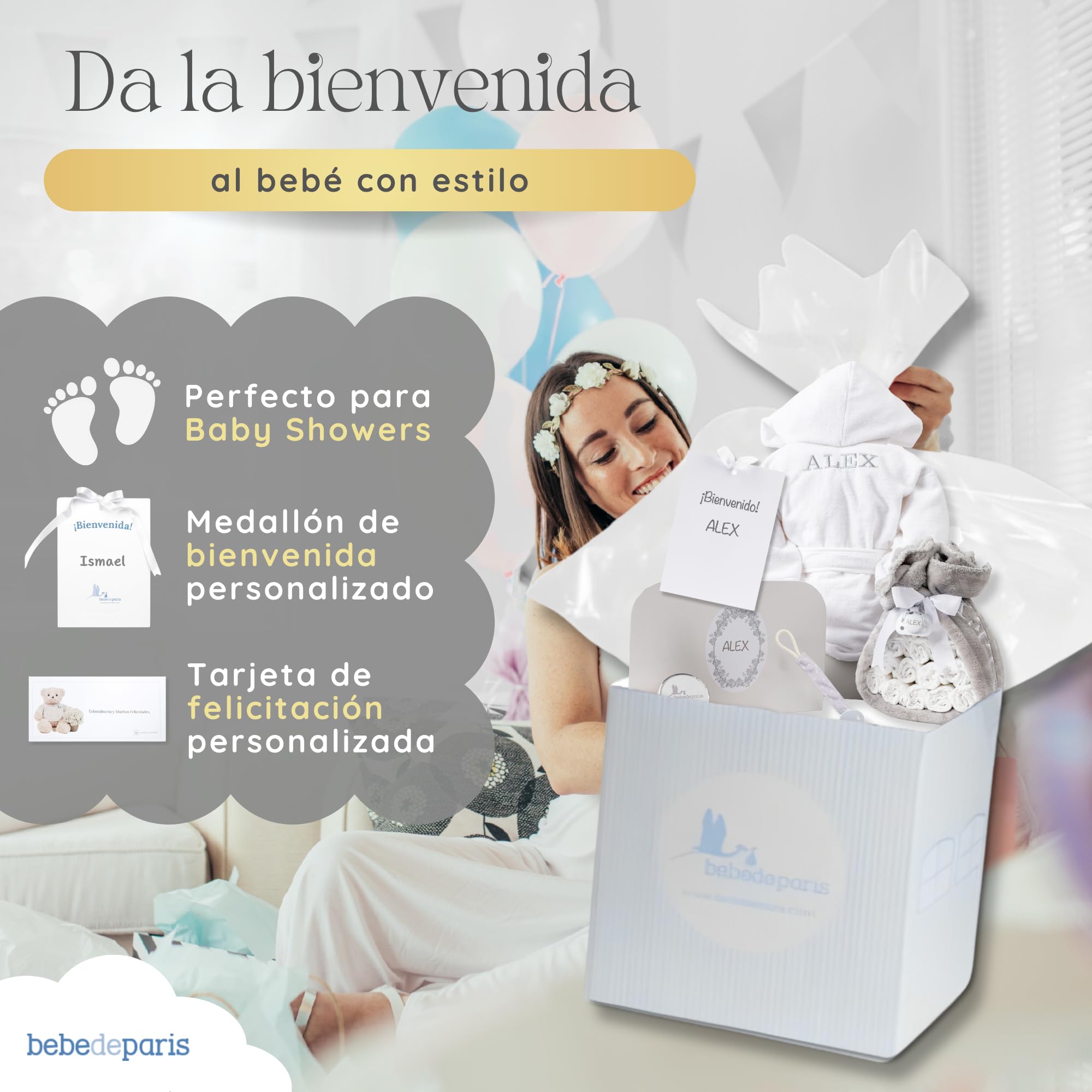 Tarta de Pañales para Recién Nacida con Manta Bordada + 15 Pañales Talla 2 + Chupete Personalizado Neutro | BebeDeParis