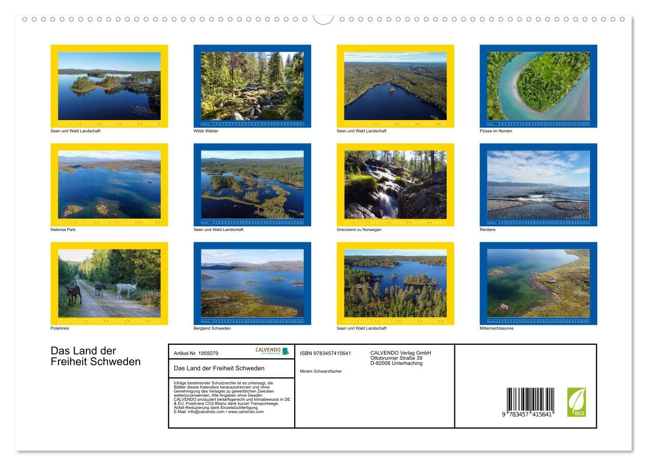 Das Land der Freiheit Schweden (hochwertiger Premium Wandkalender 2026 DIN A2 quer), Kunstdruck in Hochglanz: Schweden die unendliche Weite von Seen und Wälder (CALVENDO Orte)