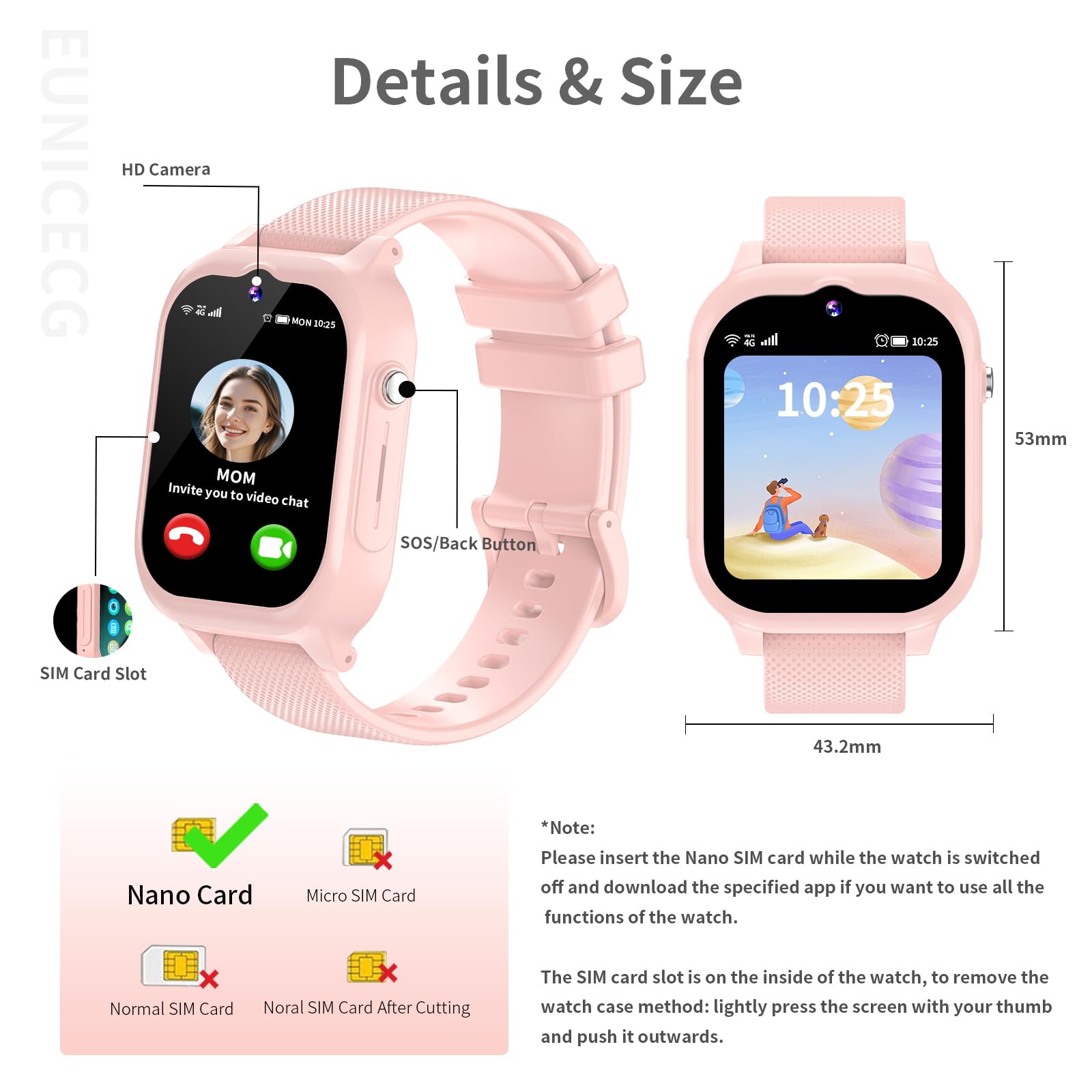 4G Smartwatch Dla Dzieci Chłopcy Dziewczynki Tracker GPS Telefon SOS Rozwołanie wideo Krokomierz Budzik HD Kamera Kalkulator Wodoodporne cyfrowe prezenty