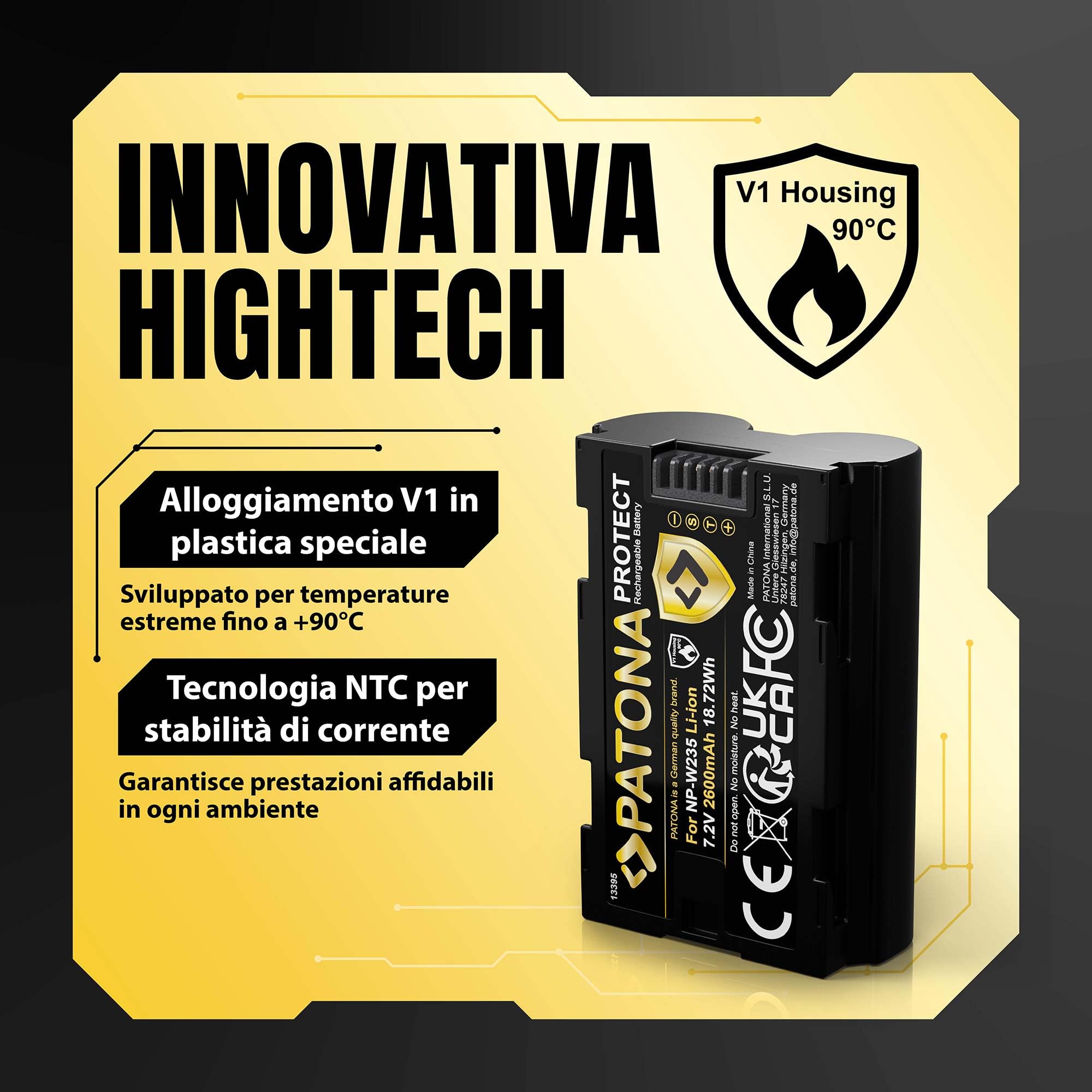 PATONA Protect NP-W235 Batteria 2600mAh (guscio V1, sensore NTC) – sostituisce Fujifilm NP-W235 – per X-T4 X-T5 X-H2 X-H2S X-S20, GFX 50S II, GFX 100S, GFX 100 II, GFX100RF – riserva sicura per il 4K