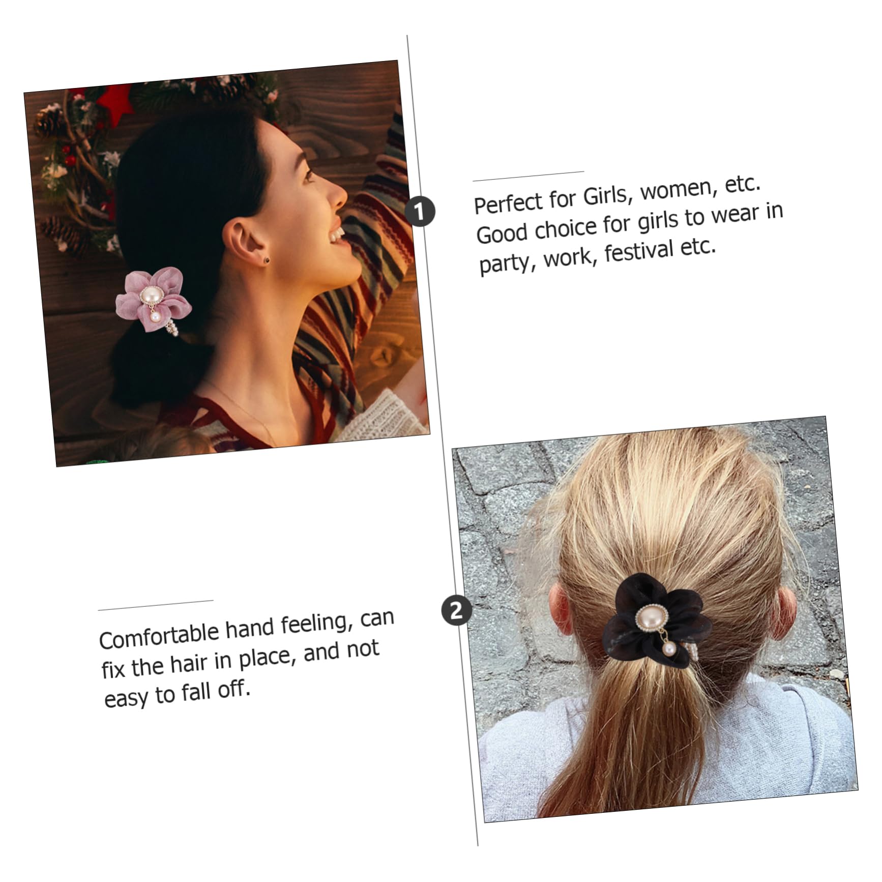 FRCOLOR 15piezas Adornos De Pelo De Flor De Perlas Para Niñas Accesorios De Peinado Elegantes y Delicados Gomas De Pelo Para Coletas y Peinados
