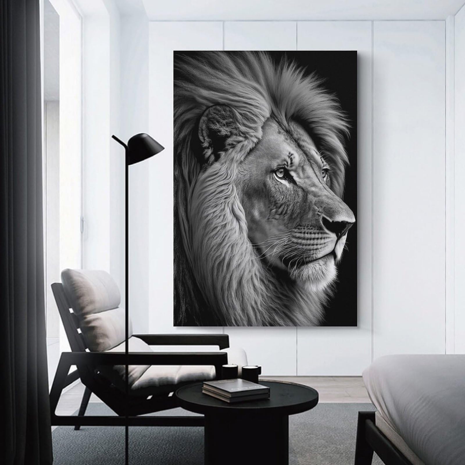 Junmoney Hanging Wall Art Portrait of A Lion, 20x30inch(50x75cm), for Wall Displays, Bedrooms Or Room Updates, Wall Decor Suited to Curated Displays