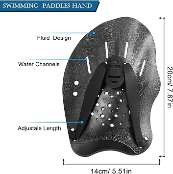 1 Pair Swim Paddle Hand Exercise Swim Training Paddle Adjustable Diving Training Hand Fin Flipper Flat Paddle Swimming Training Aid for Men Women Children