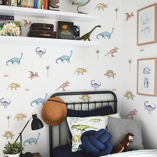 Miniatura 7 de QUCHENG Calcomanías de pared de dinosaurio, calcomanías de animales para dormitorio, decoración extraíble, cuarto de bebé, habitación de los niños,