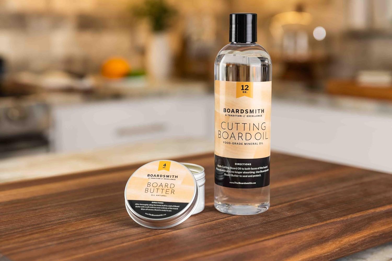 The Boardsmith Cutting Board Oil and Board Butter Set - Premium Cutting Board Wax and Food Grade Mineral Oil Cutting Board Kit - Butcher Block Conditioner (Medium)