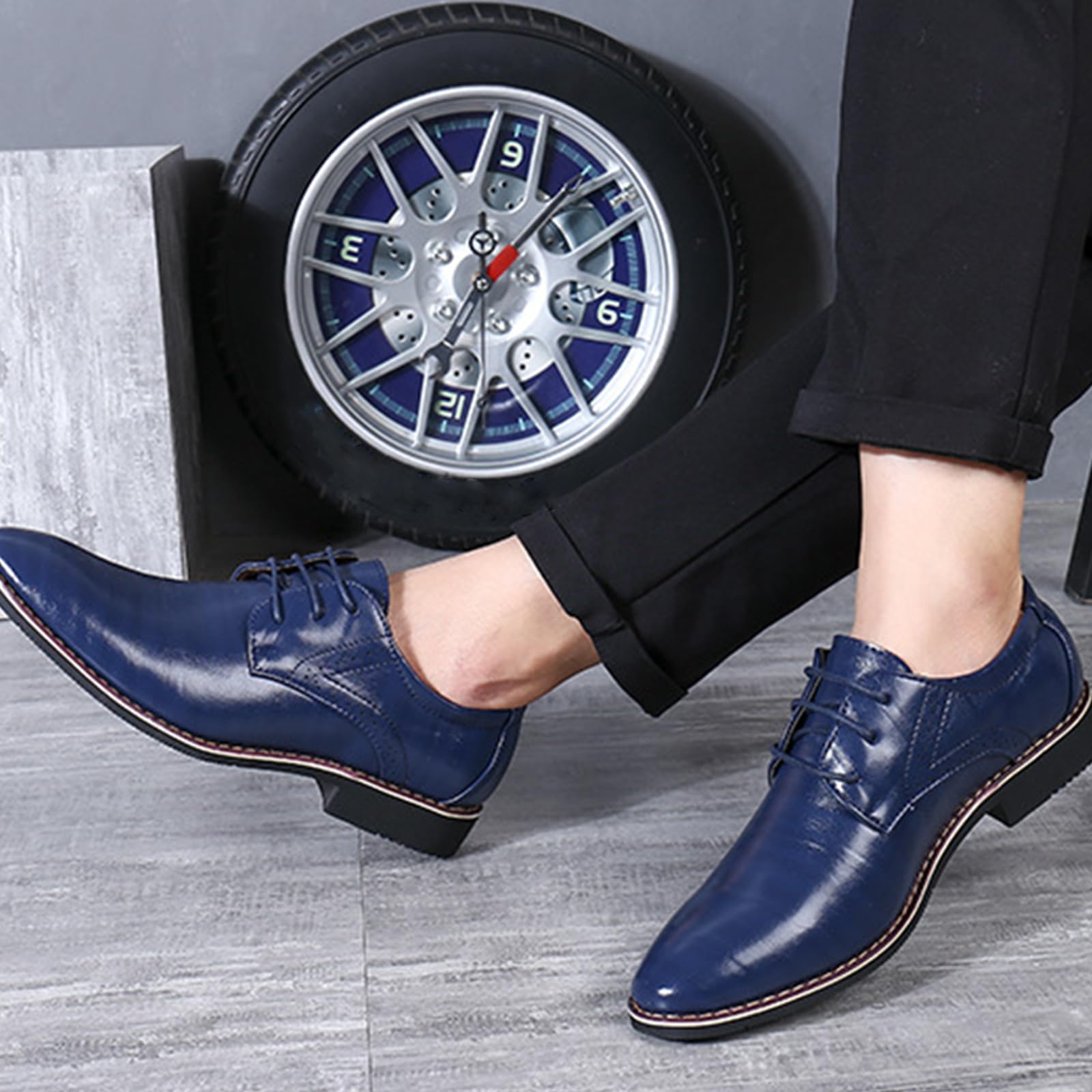 Scarpe Oxford Uomo Scarpe Eleganti | con Lacci, in Pelle, comodi, Antiscivolo, Low Top, Prom, formali, Matrimonio, Business