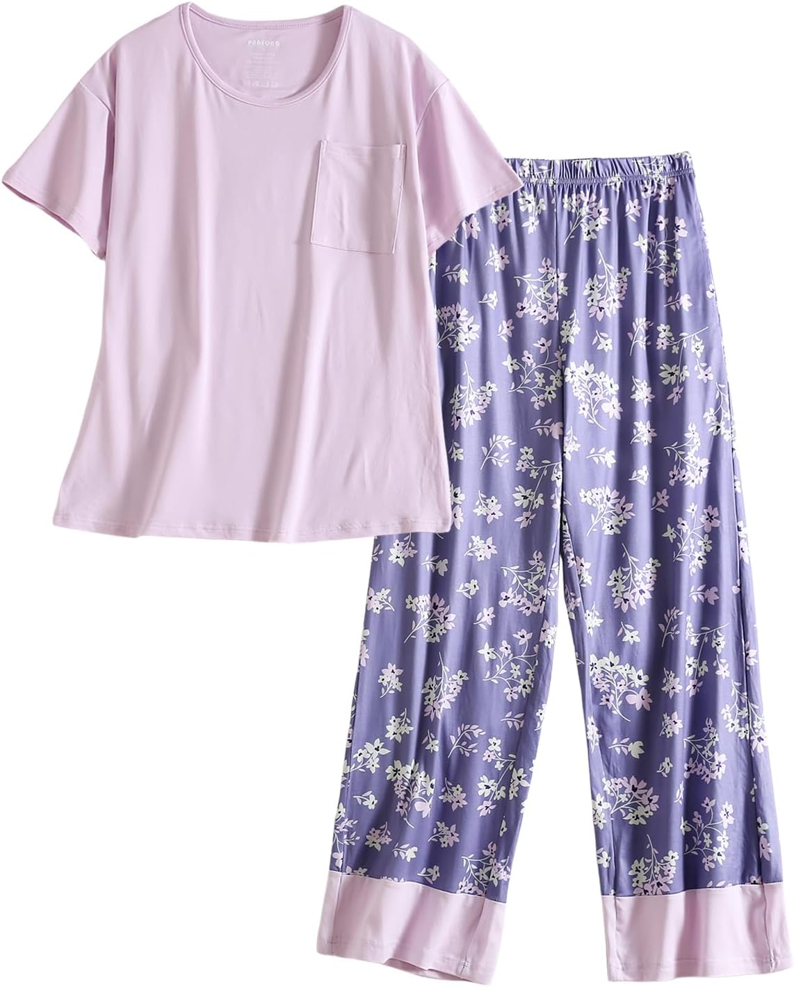 PNAEONG Womens Pajama Sets Comfy Pj Sets Short Sleeve Crew Neck Top and Printd Long Pants Loungewear Sleepwear - Image 9
